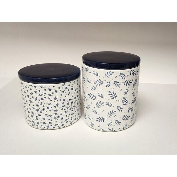 Kirkland's Home Blue Blooms 2pc Floral Canister - Picture 3 of 9